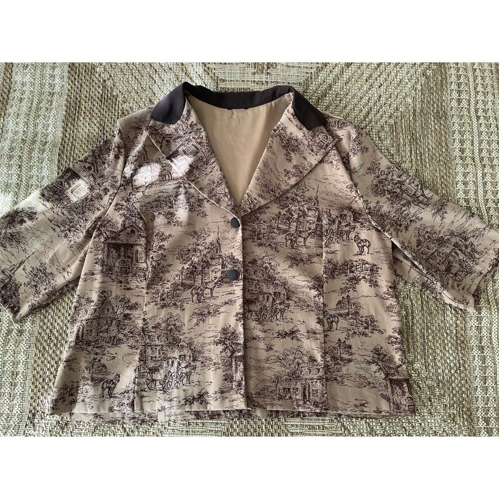 Vintage Village Scene light blazer button front